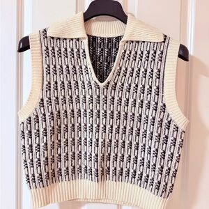 Black and White Knit Sweater Vest